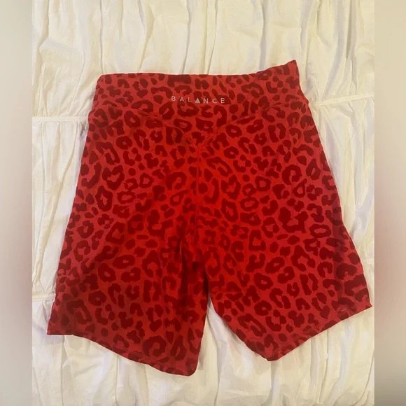 Balance Athletica Red Leopard Seamless Biker Shorts XXL High Rise - Picture 2 of 4